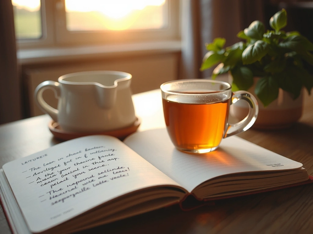 Handskrivna notiser och en kopp te visar förberedelse och omtanke